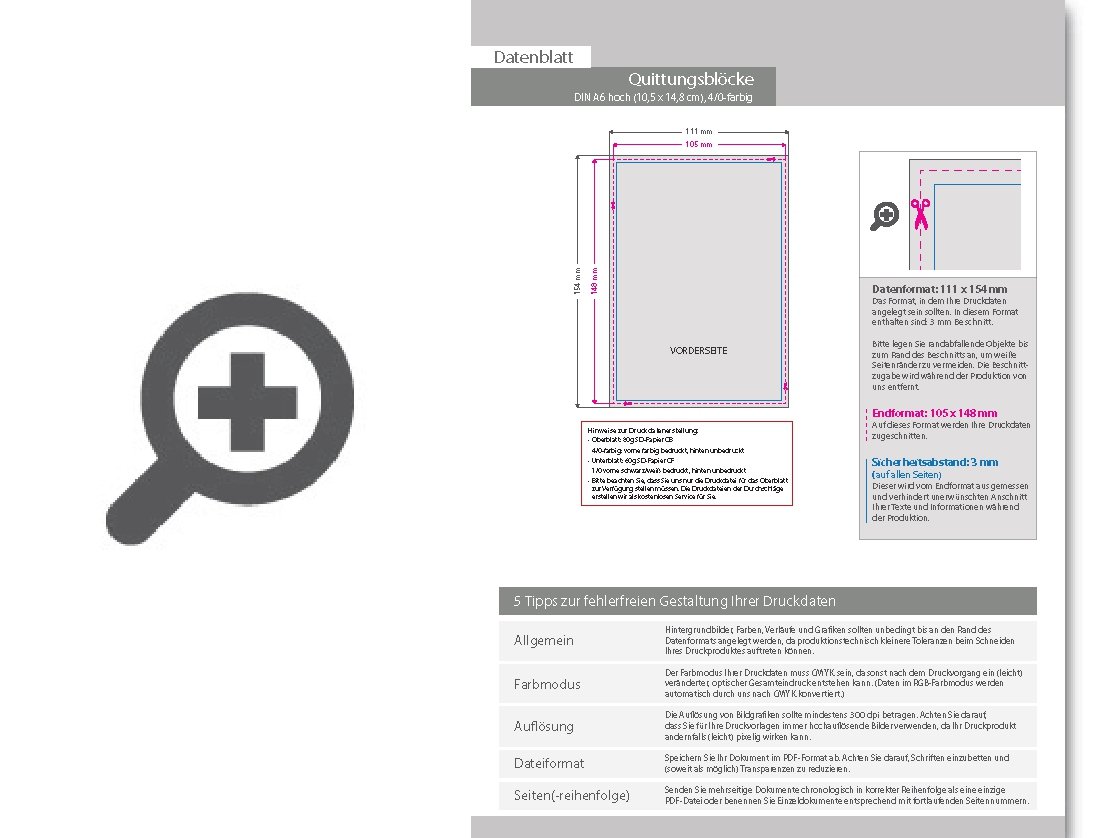 Product Bild quittungsblock_din_a6_hoch__5-fach__4_1-farbig__50_s__tze_je_block